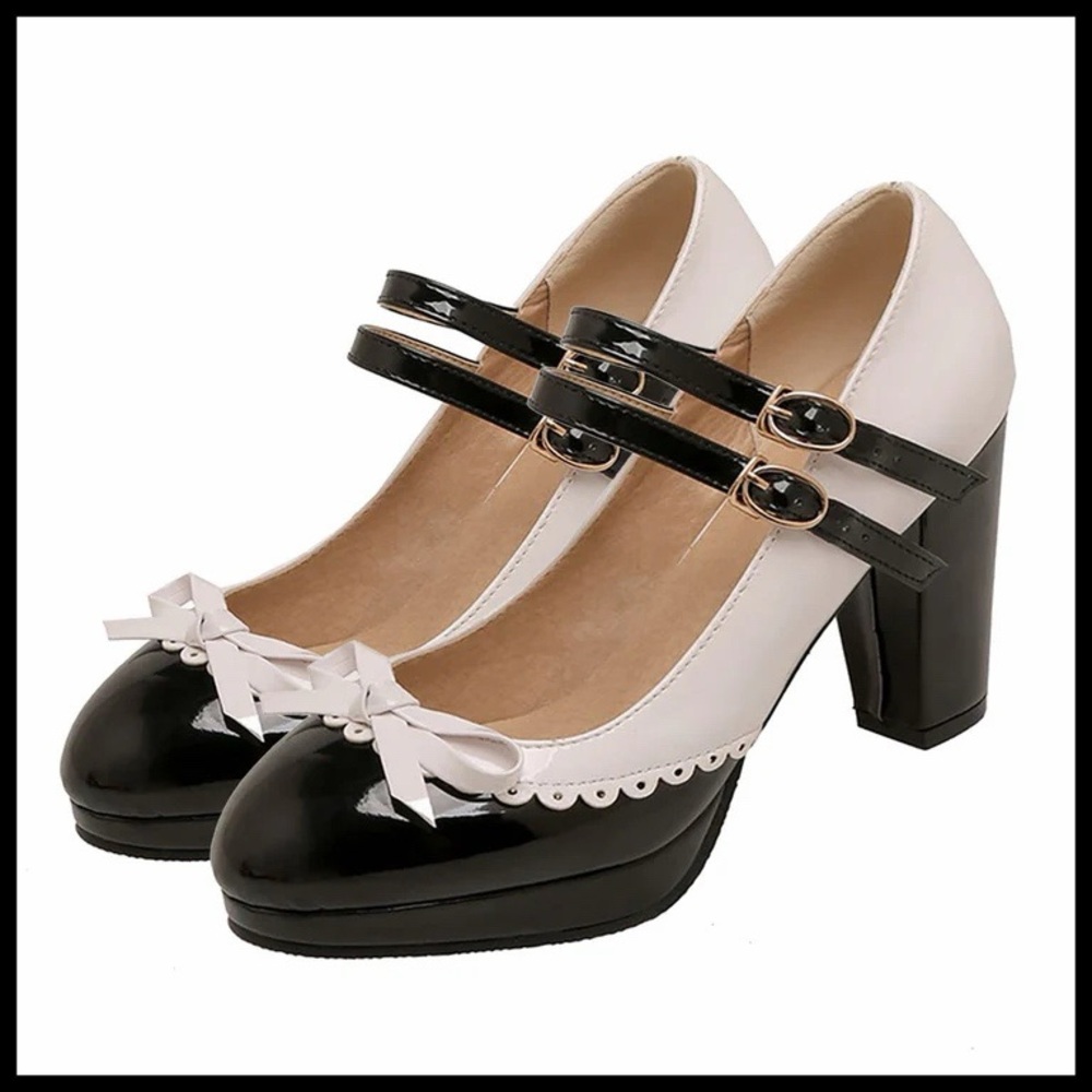 🆕 {Retro Stage} Mary Jane Buckle Strap High Heels Shoes
